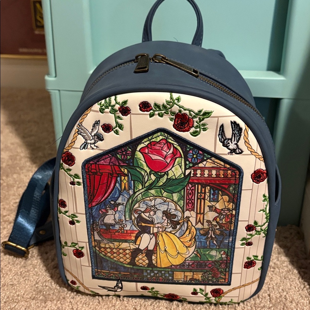 Disney Loungefly Beauty and the Best stained glass backpack
